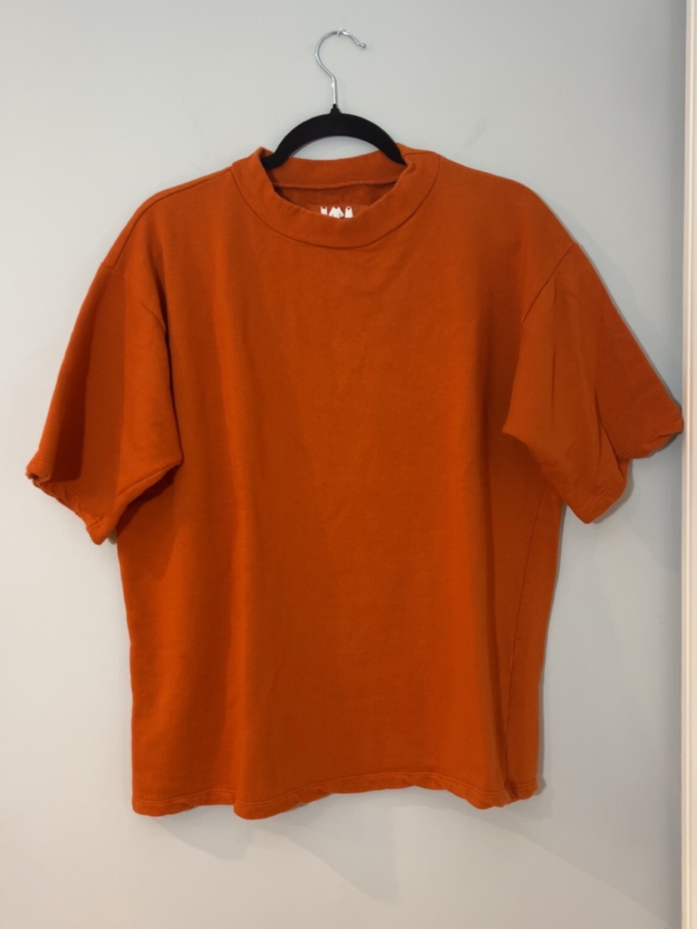 Labo.Art Burnt Orange Mock Neck Boxy Tee Made in Italy 100% Cotton Size 2